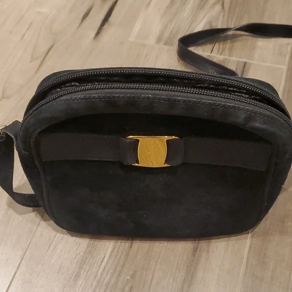 Ferregamo Black Crossbody Bag with Gold Accent - Picture 3 of 4